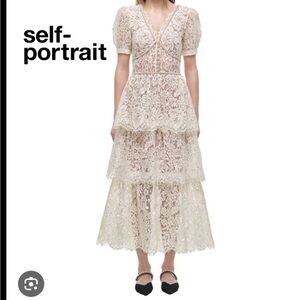 Self-Portrait Ivory Lace Midi Dress